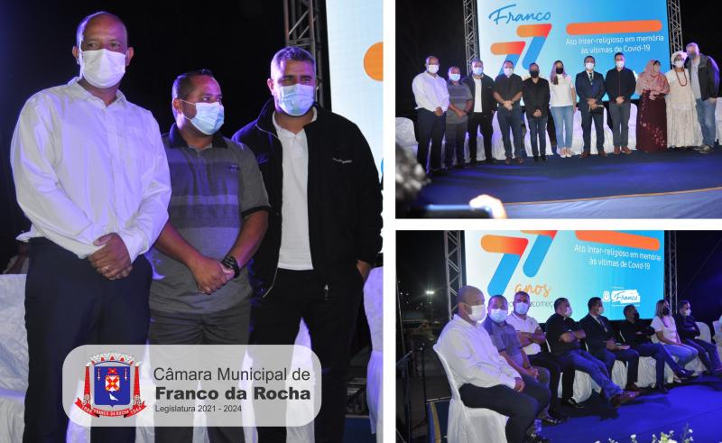 Vereadores Presidente Rodrigo da Brasil, Ramon Melo e Dado participaram da abertura dos 77 anos de Franco da Rocha